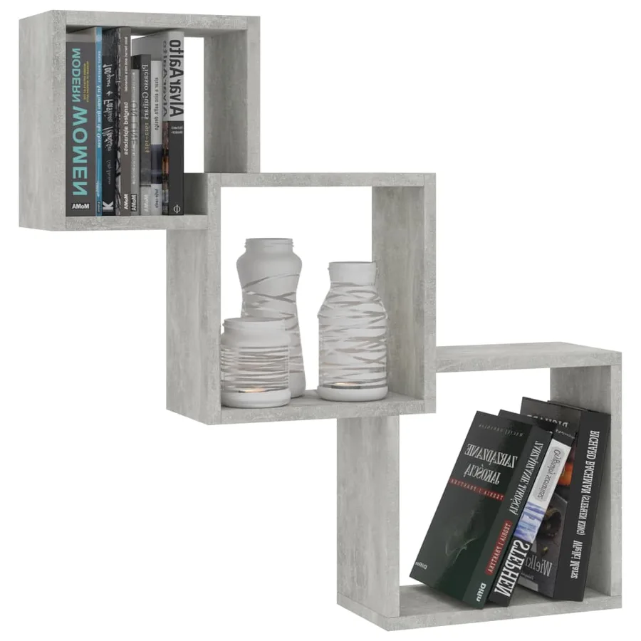 Étagères murales cubiques gris béton 68x15x68cm bois ingénierie - 3