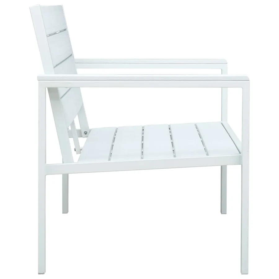 Banc de jardin 120 cm PEHD Blanc Aspect de bois - 3