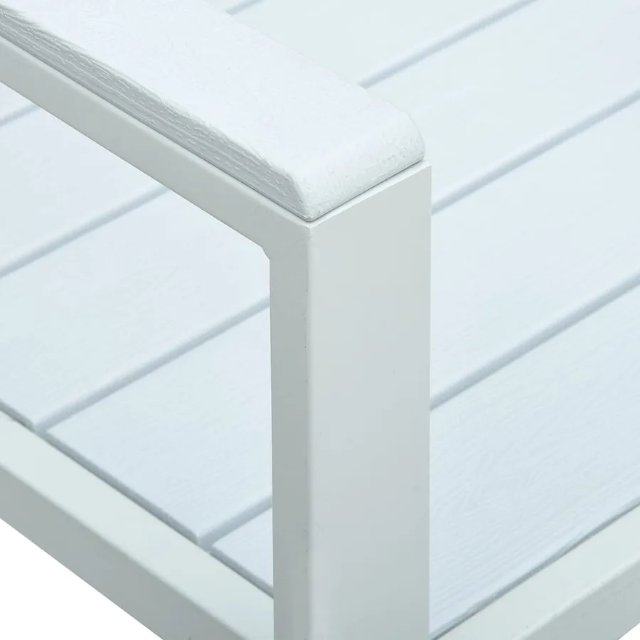 Banc de jardin 120 cm PEHD Blanc Aspect de bois - 5