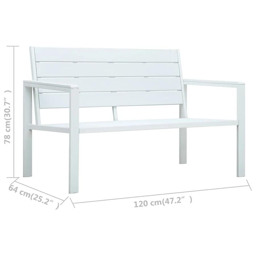 Banc de jardin 120 cm PEHD Blanc Aspect de bois - 6