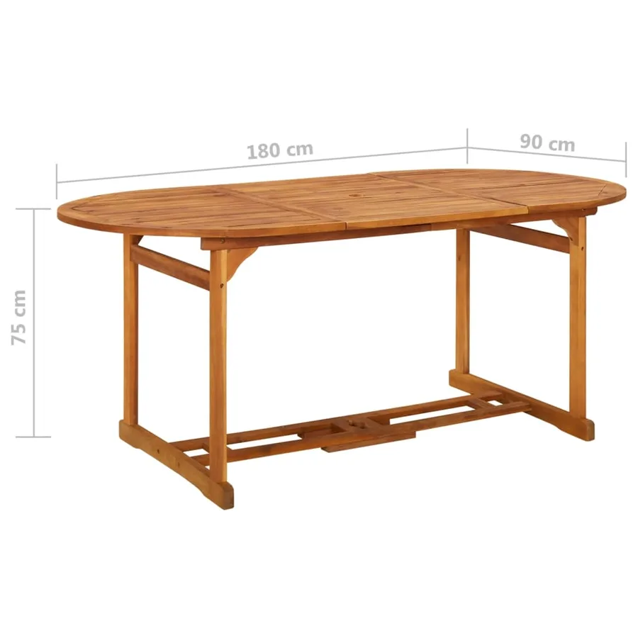 Table à dîner de jardin 180x90x75 cm Bois d'acacia solide - 6
