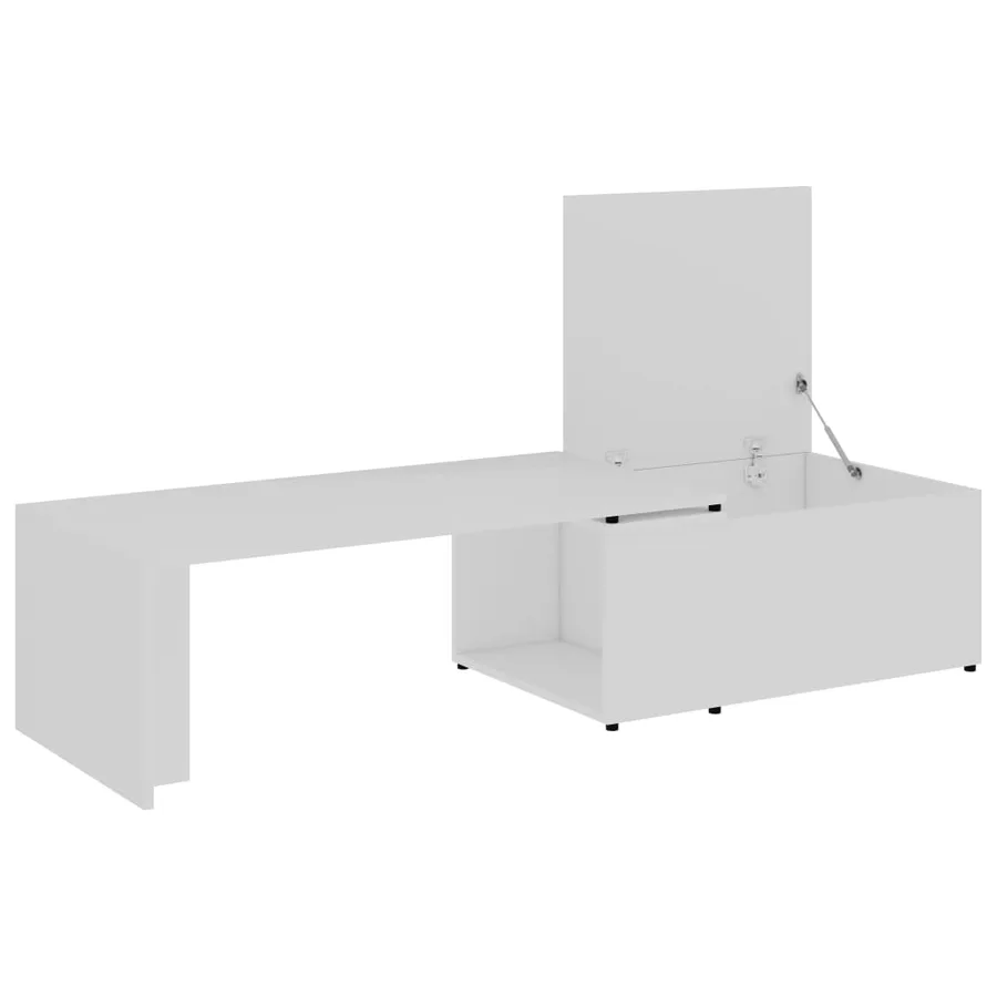 Table basse Blanc 150x50x35 cm Bois d'ingénierie - 6