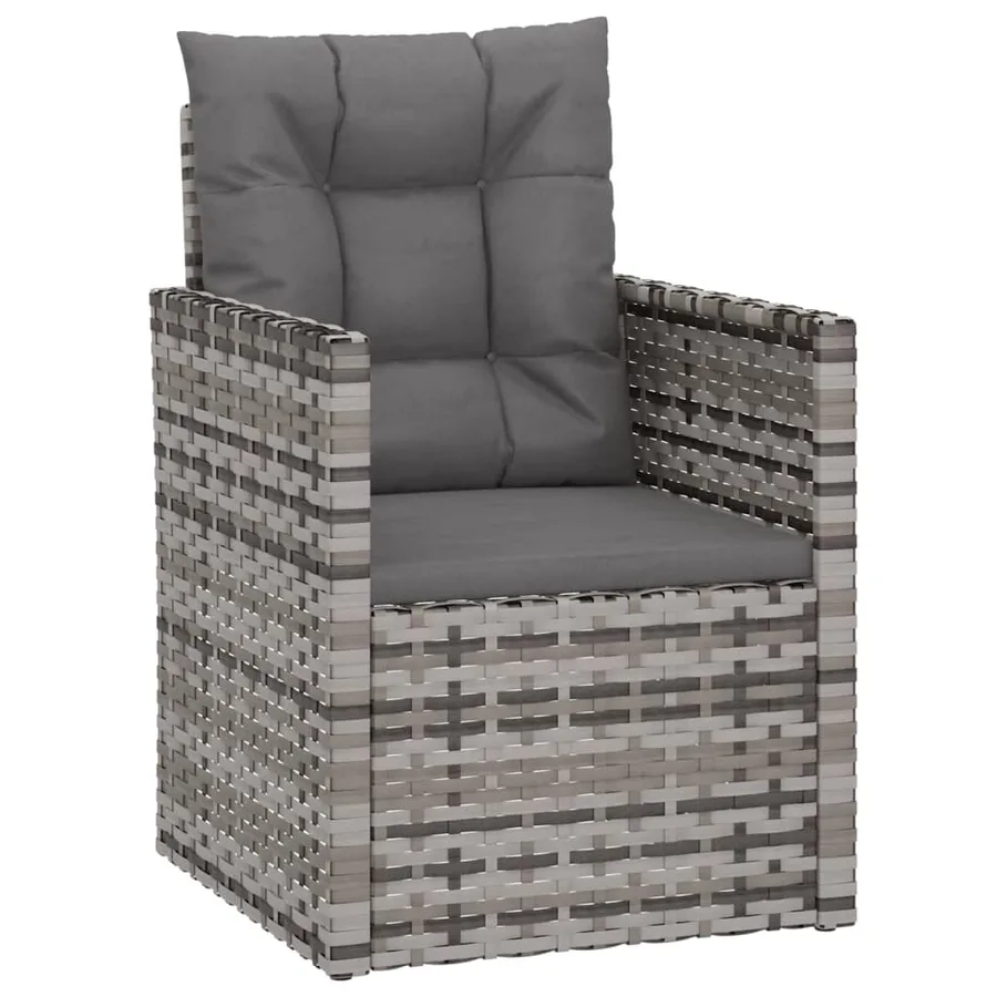 Mobilier d'extérieur 4 pcs avec coussins Résine tressée Gris - 3