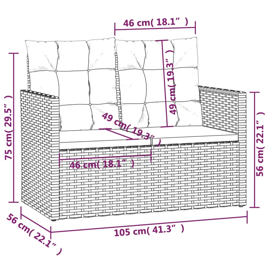 Mobilier d'extérieur 4 pcs avec coussins Résine tressée Gris - 9