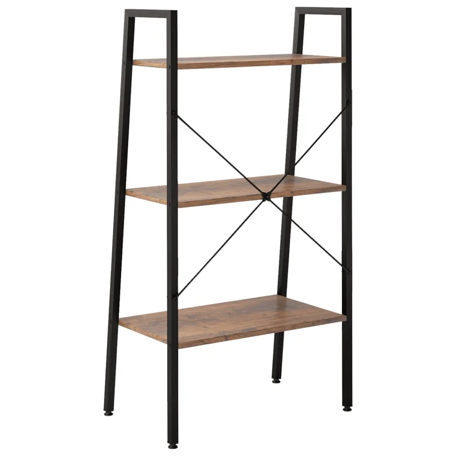 Étagère sur pied 3 niveaux Marron foncé et noir 56x35x108 cm - 5