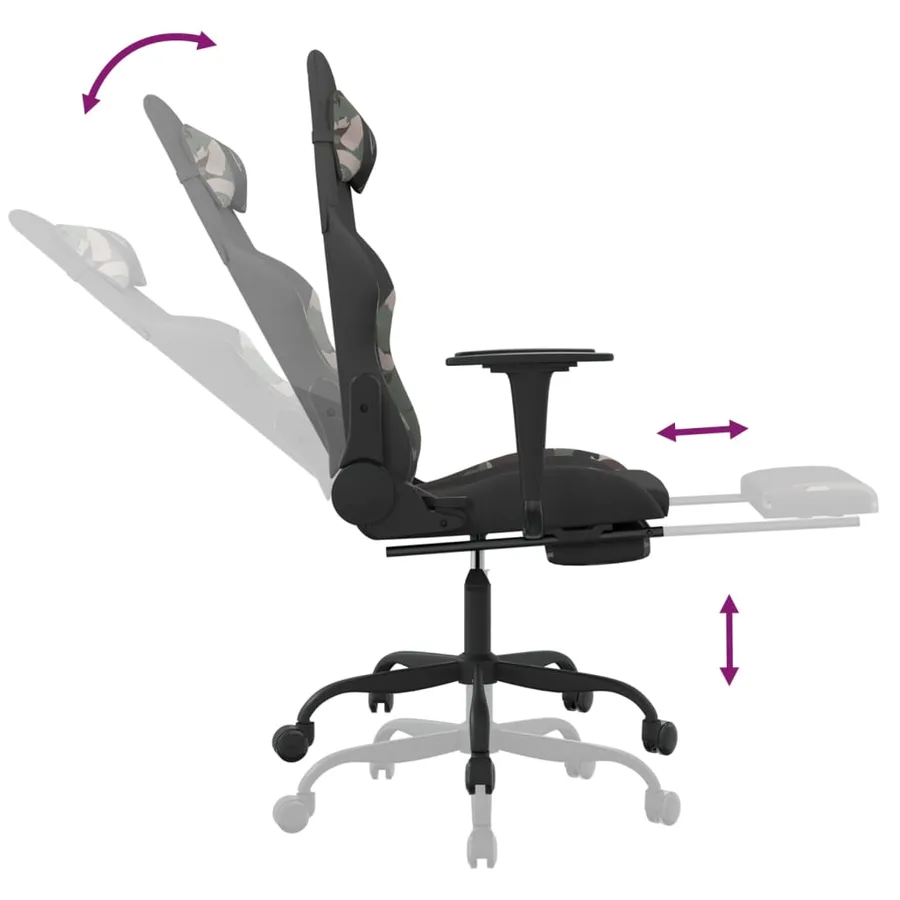 Chaise de jeu de massage repose-pied Noir et camouflage Tissu - 11