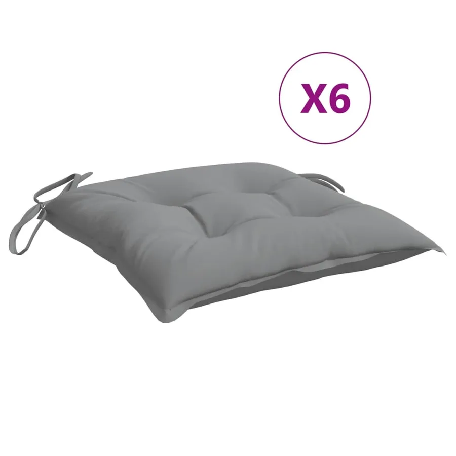 Coussins de chaise lot de 6 gris 50x50x7 cm tissu oxford - 2