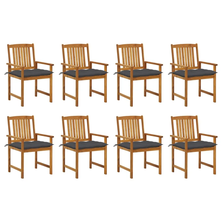 Chaises de jardin avec coussins lot de 8 Bois d'acacia solide