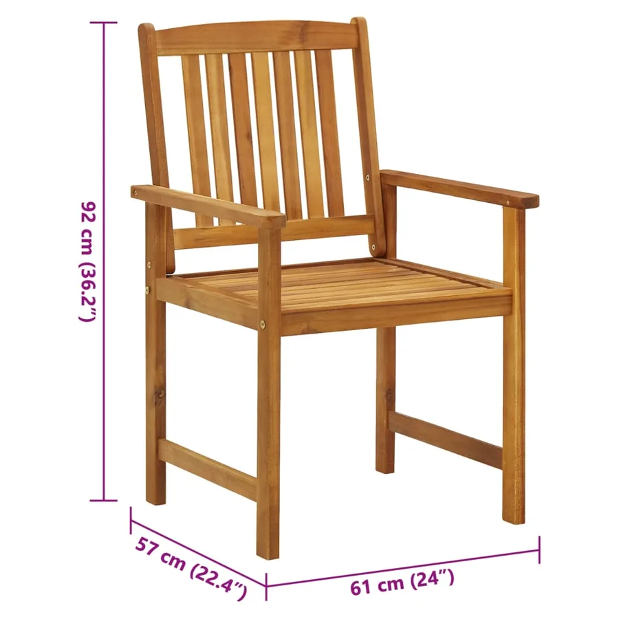 Chaises de jardin avec coussins lot de 8 Bois d'acacia solide - 8