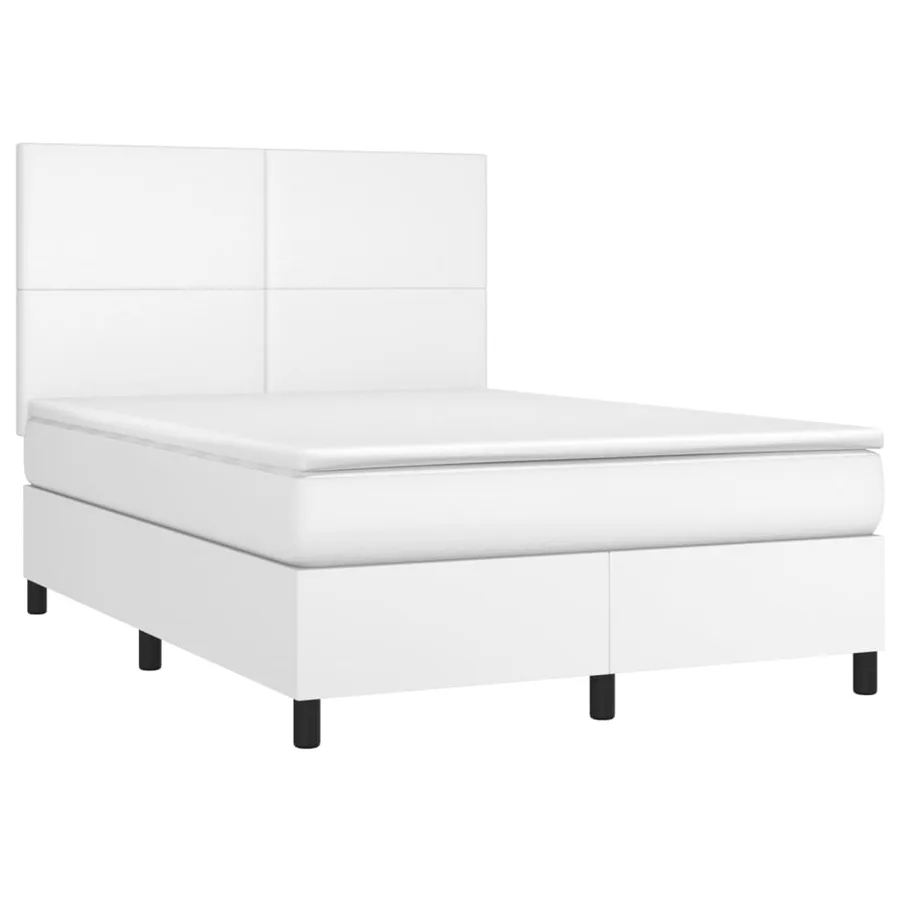 Sommier à lattes de lit avec matelas Blanc 140x190cm Similicuir - 3