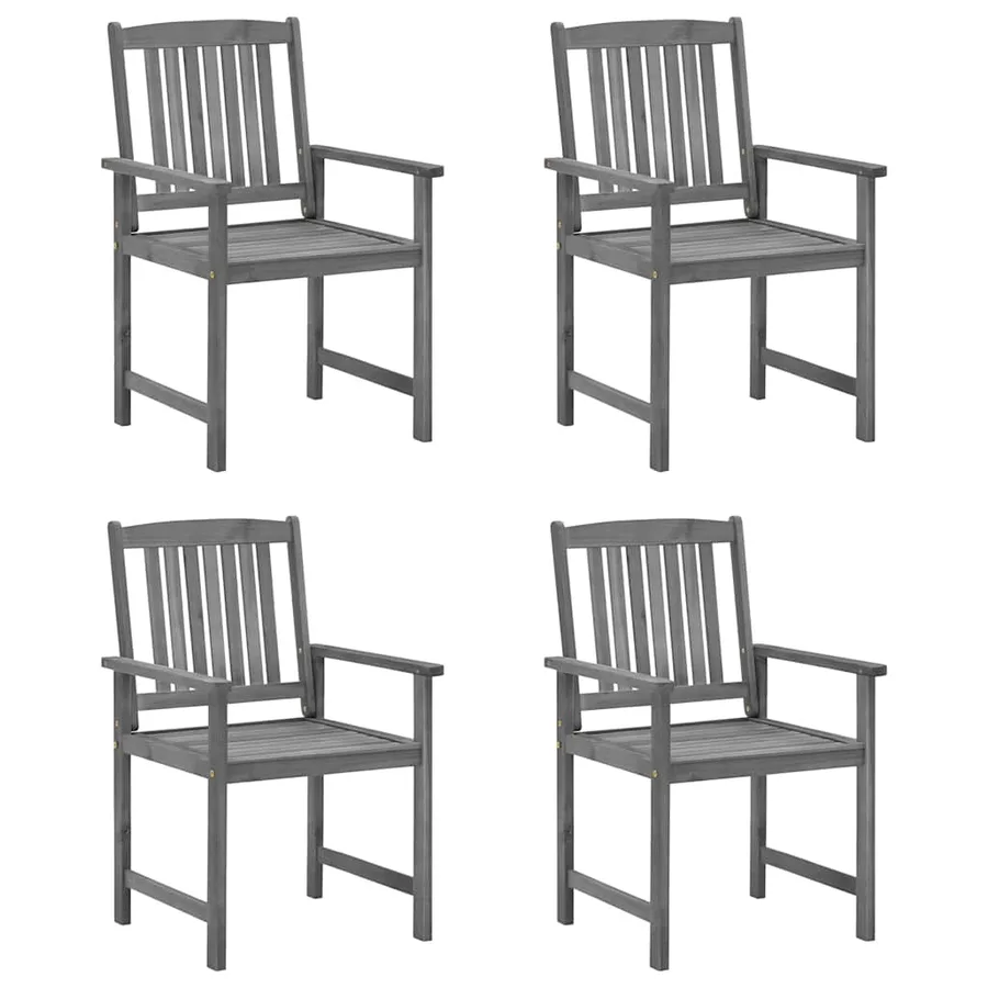 Chaises de jardin et coussins lot de 4 Gris Bois acacia massif - 2