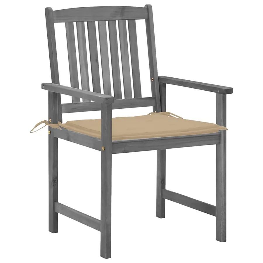 Chaises de jardin et coussins lot de 4 Gris Bois acacia massif - 3