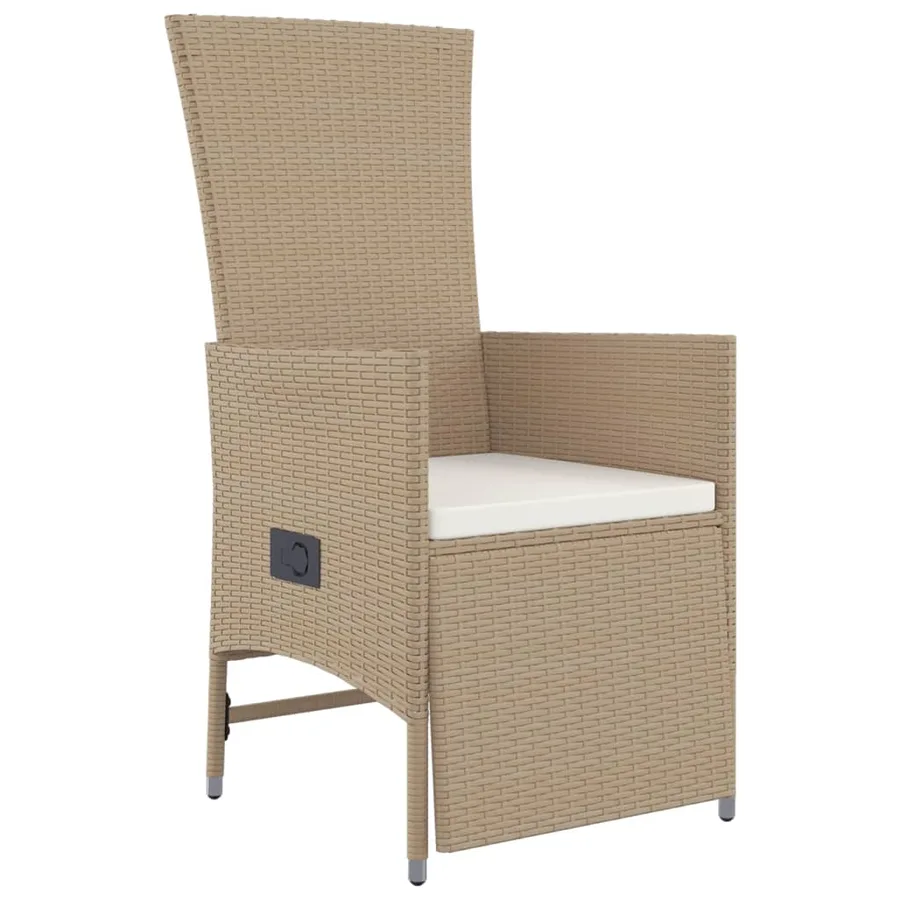 Ensemble à manger de jardin et coussins 9 pcs beige Poly rotin - 5
