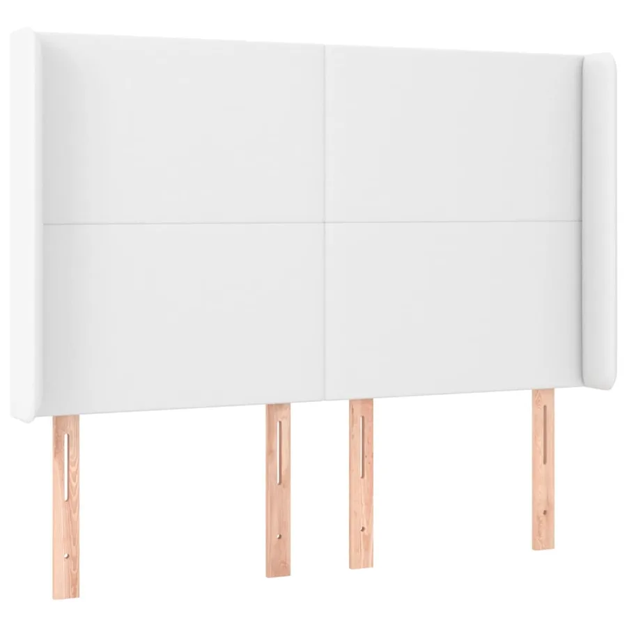 Tête de lit avec oreilles Blanc 147x16x118/128 cm Similicuir - 2