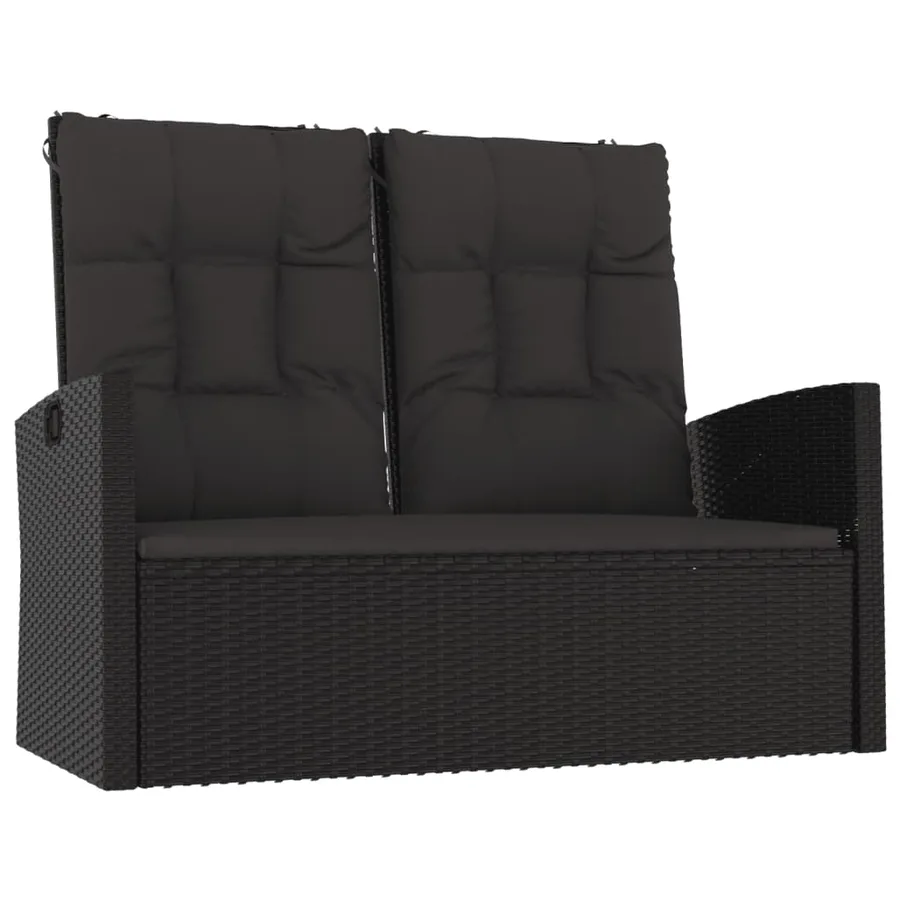 Salon de jardin 4 pcs avec coussins Noir Résine tressée - 6