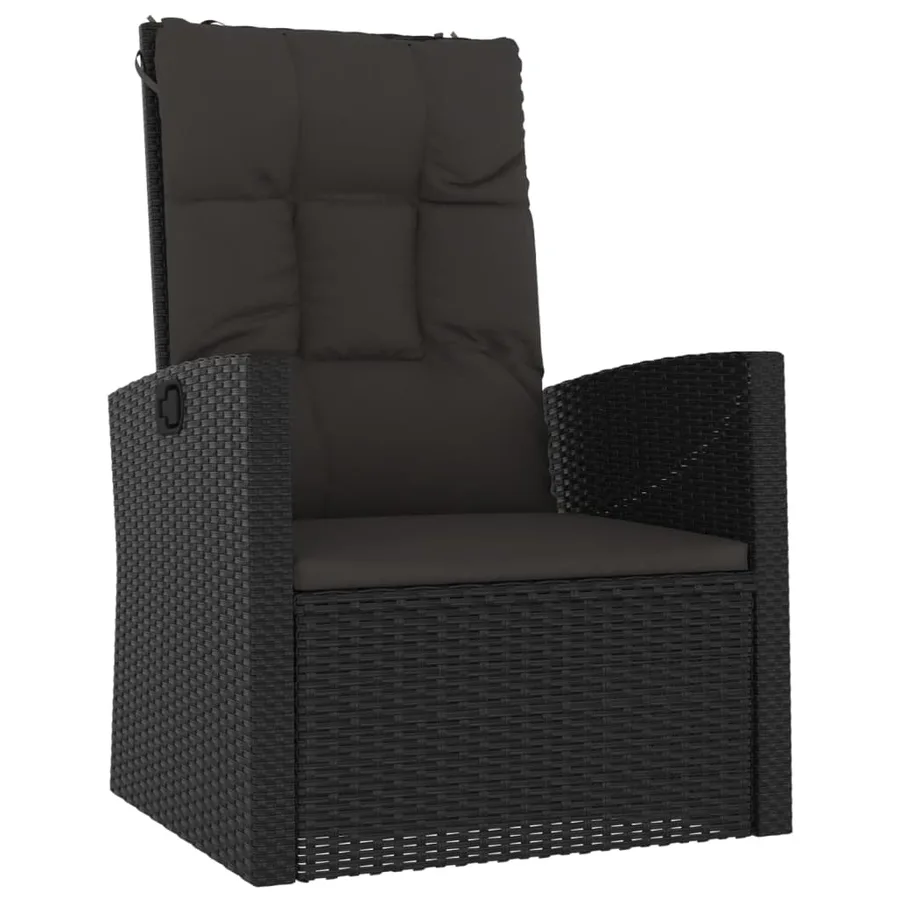 Salon de jardin 4 pcs avec coussins Noir Résine tressée - 7