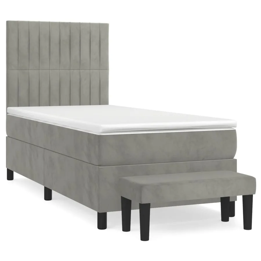 Sommier à lattes de lit et matelas Gris clair 90x200 cm Velours - 2