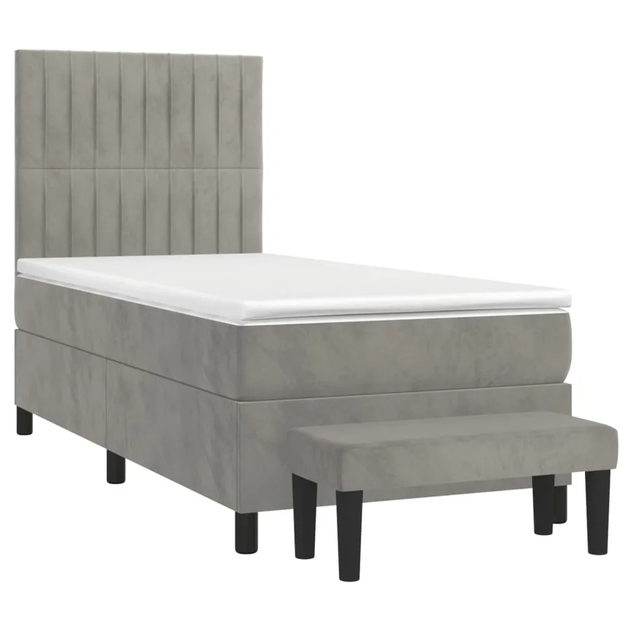 Sommier à lattes de lit et matelas Gris clair 90x200 cm Velours - 3