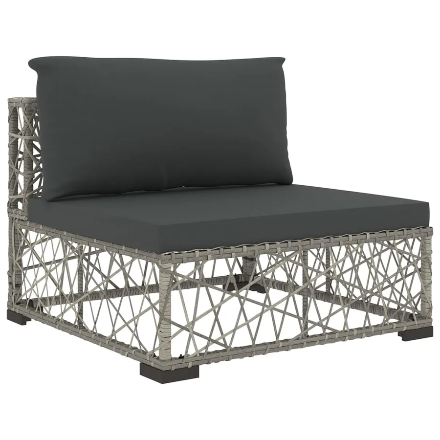 Salon de jardin 5 pcs avec coussins résine tressée gris - 5