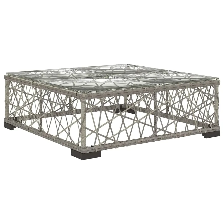 Salon de jardin 5 pcs avec coussins résine tressée gris - 7