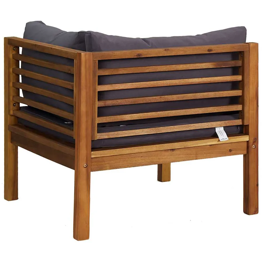 Canapés d'angle 2 pcs avec coussins gris foncé Bois d'acacia - 6
