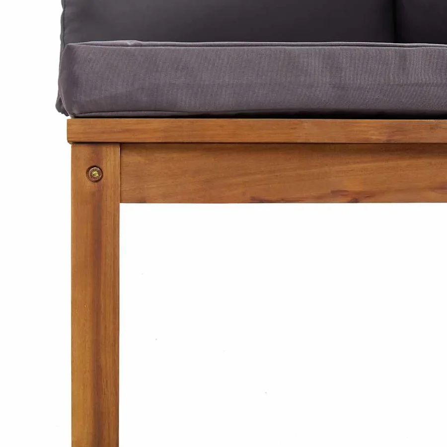 Canapés d'angle 2 pcs avec coussins gris foncé Bois d'acacia - 7