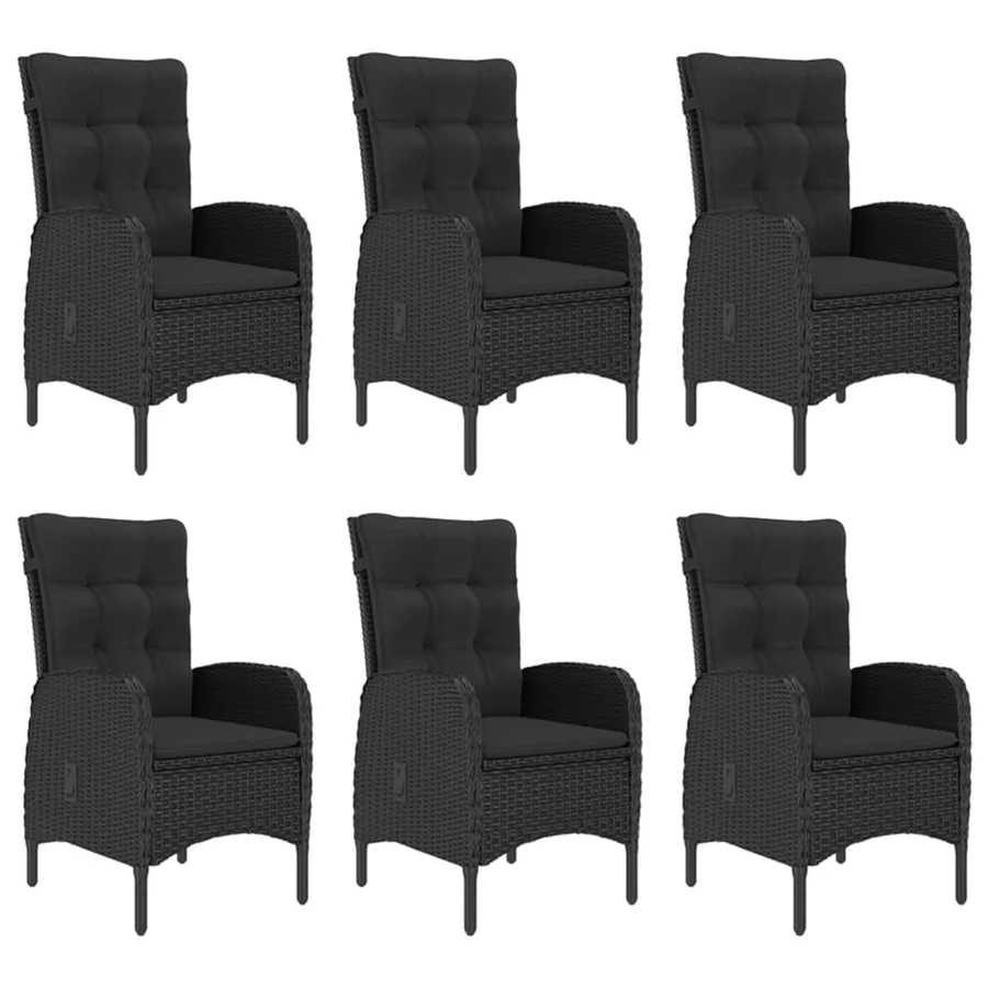 Ensemble à manger de jardin 7 pcs Noir - 3