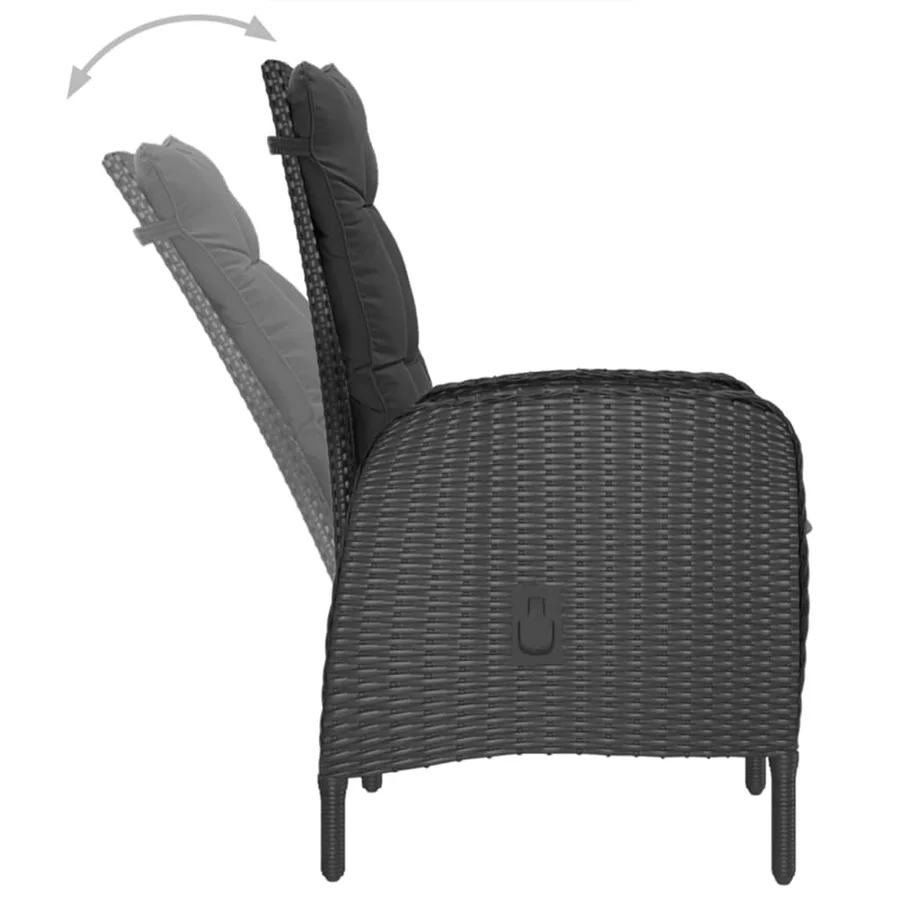 Ensemble à manger de jardin 7 pcs Noir - 5