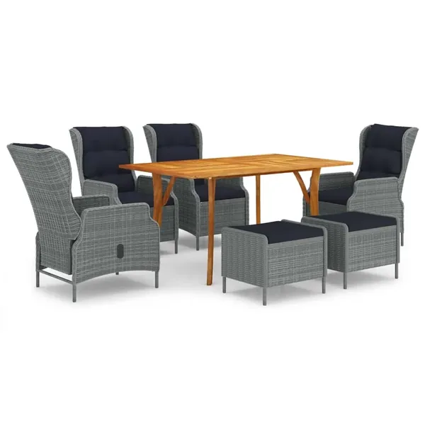 Ensemble à manger de jardin 7 pcs Gris clair