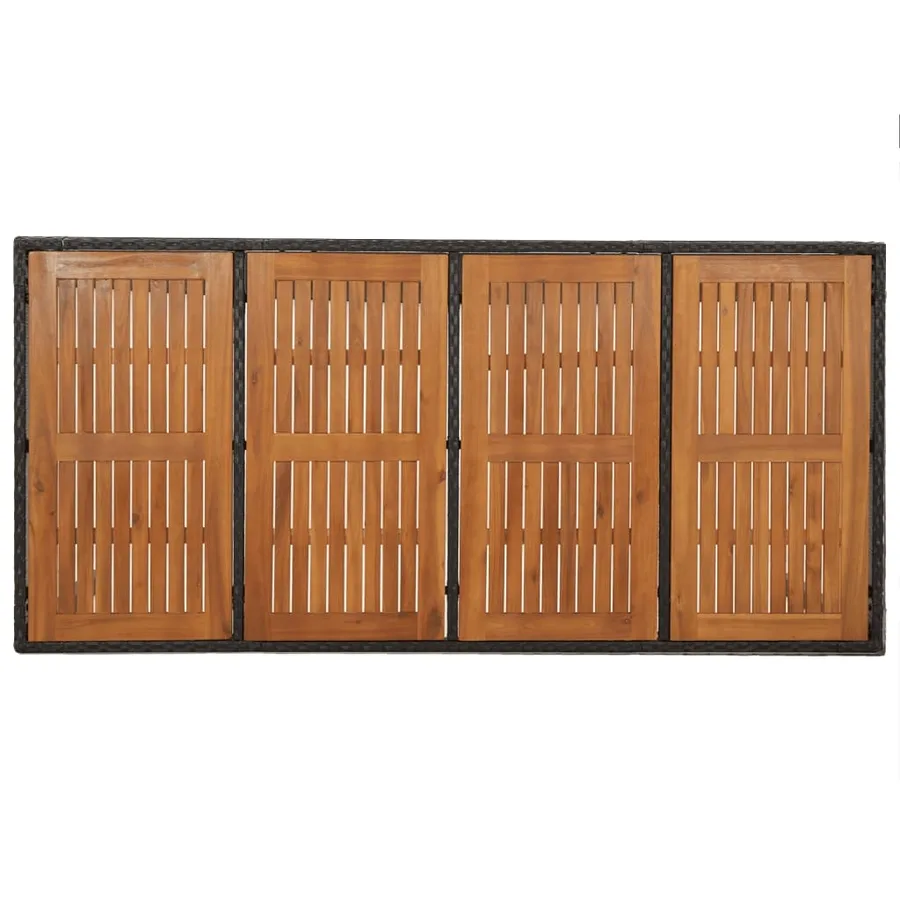 Ensemble à manger jardin 9pcs et coussins noir résine tressée - 7