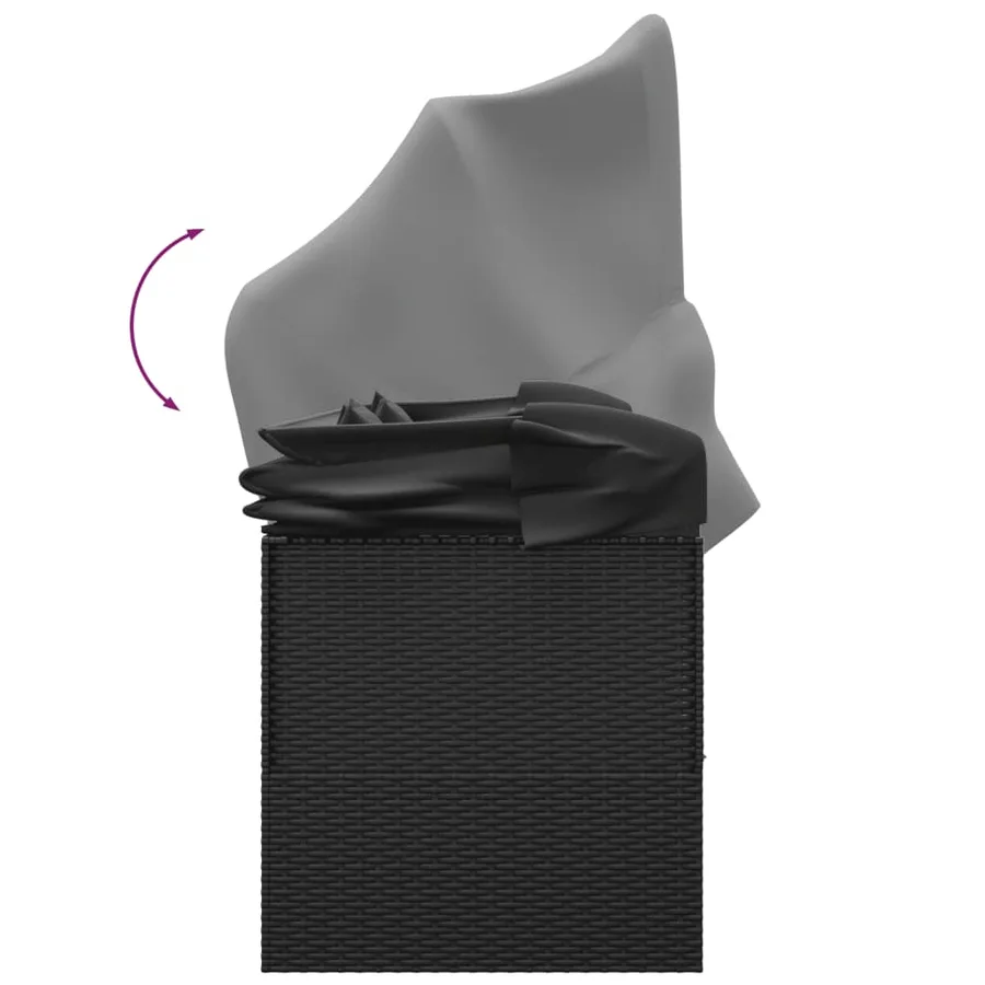 Lit de salon d'extérieur toit et coussins Noir Résine tressée - 7
