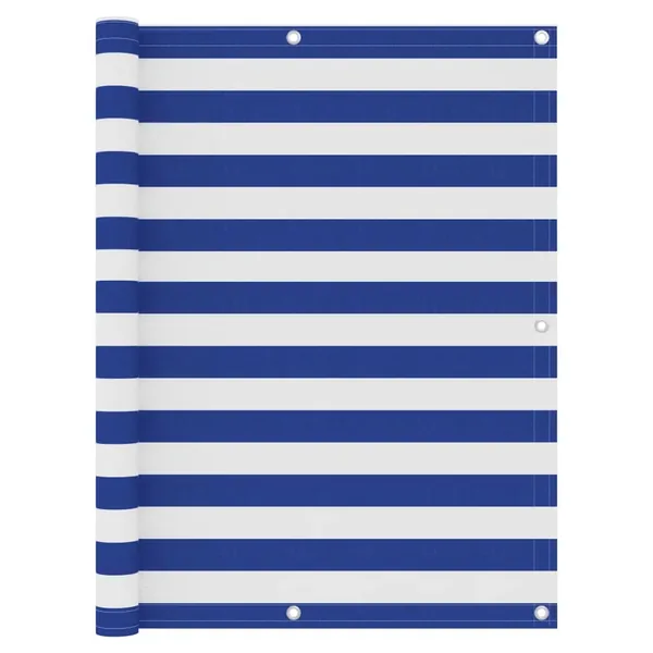 Écran de balcon Blanc et bleu 120x600 cm Tissu Oxford