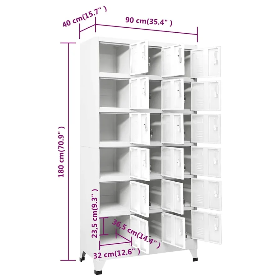 Armoire à casier avec 18 compartiments Métal 90x40x180 cm - 8