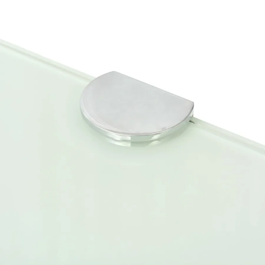 Étagères d'angle 2 pcs et supports chromés Verre Blanc 45x45 cm - 5