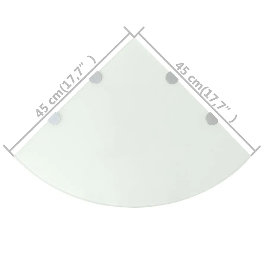 Étagères d'angle 2 pcs et supports chromés Verre Blanc 45x45 cm - 6