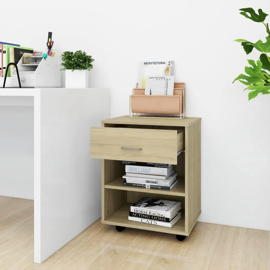 Armoire à roulettes Chêne sonoma 46x36x59 cm Bois d’ingénierie - 3