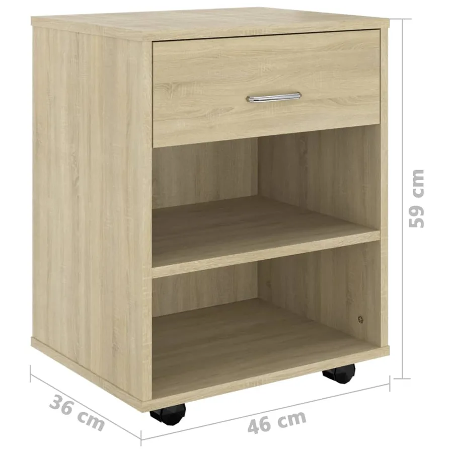 Armoire à roulettes Chêne sonoma 46x36x59 cm Bois d’ingénierie - 8