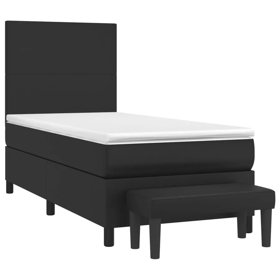 Sommier à lattes de lit avec matelas Noir 90x190 cm Similicuir - 3