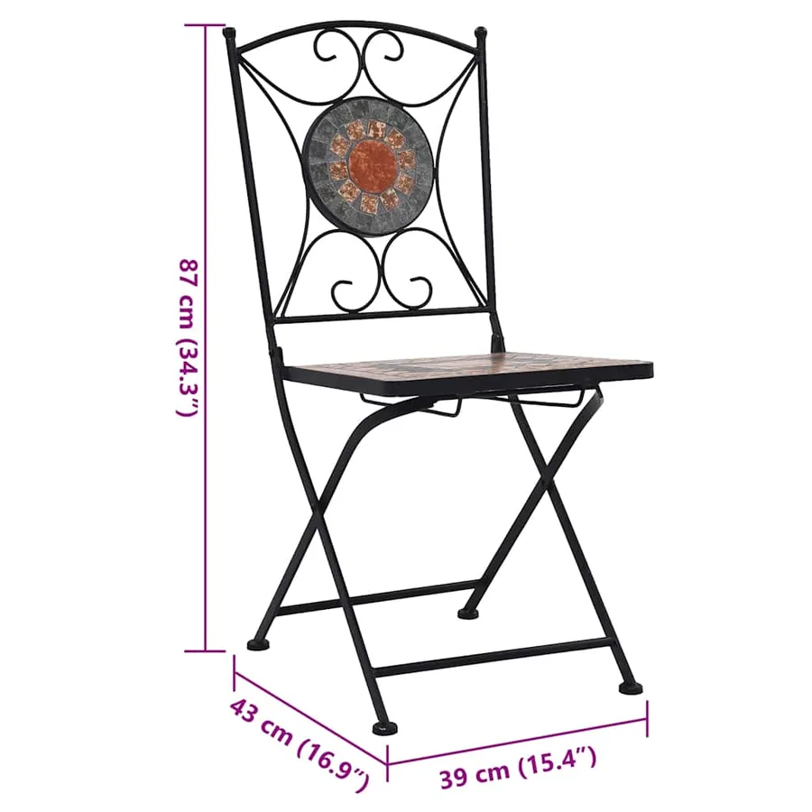 Chaises de bistrot mosaïque 2 pcs Orange et gris - 11