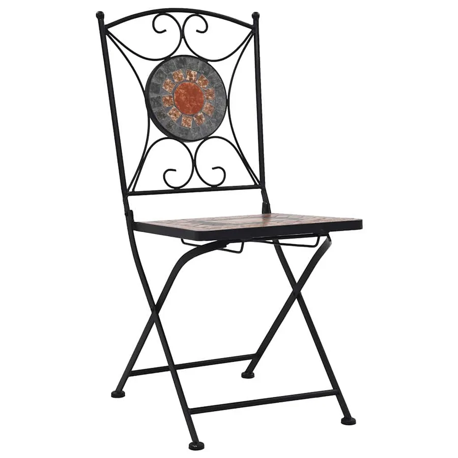 Chaises de bistrot mosaïque 2 pcs Orange et gris - 2