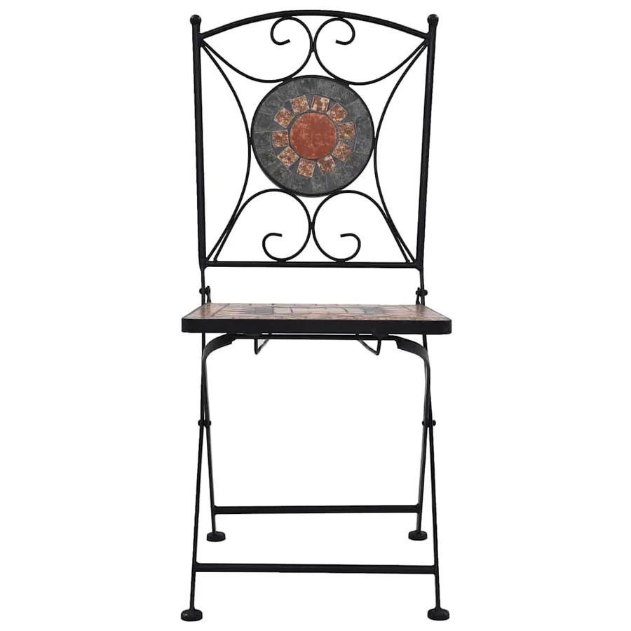Chaises de bistrot mosaïque 2 pcs Orange et gris - 3