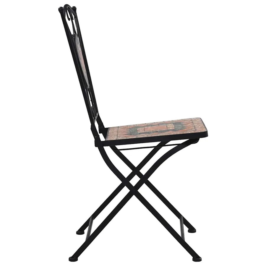 Chaises de bistrot mosaïque 2 pcs Orange et gris - 4