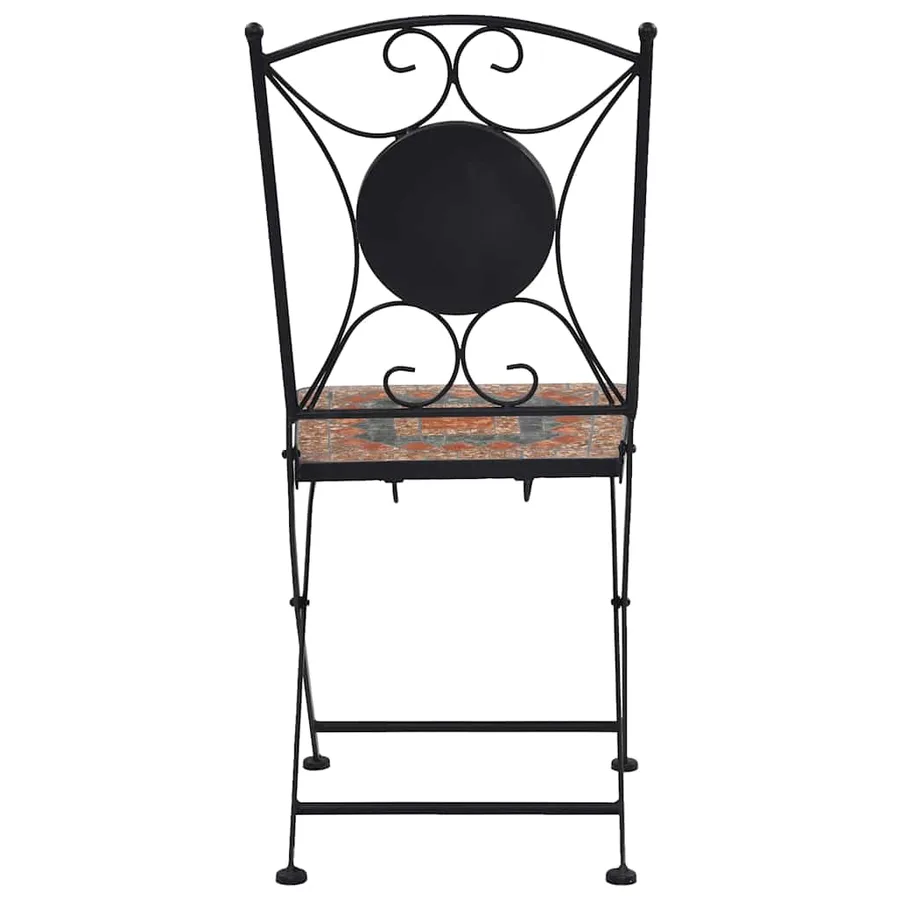 Chaises de bistrot mosaïque 2 pcs Orange et gris - 5