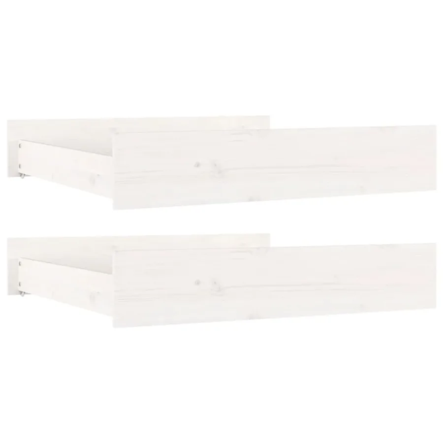 Tiroirs de lit 2 pcs blanc Bois de pin massif - 2
