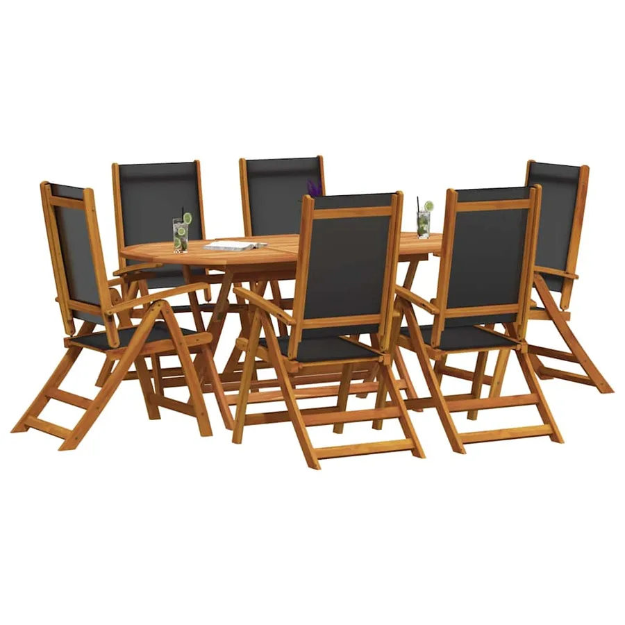 Ensemble à manger d'extérieur 7 pcs Bois d'acacia solide - 9