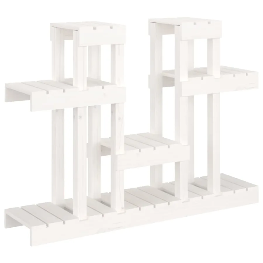 Support à plantes Blanc 104,5x25x77,5 cm Bois massif de pin - 2