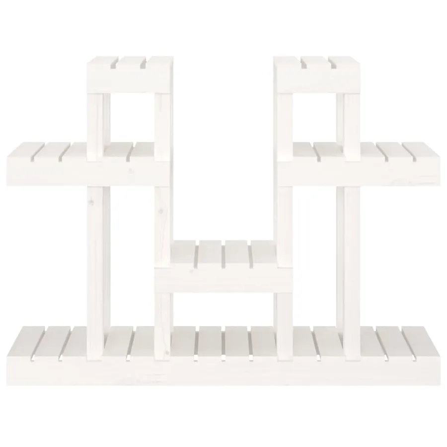 Support à plantes Blanc 104,5x25x77,5 cm Bois massif de pin - 5