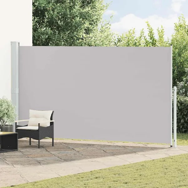 Auvent latéral rétractable de patio 200x500 cm Gris