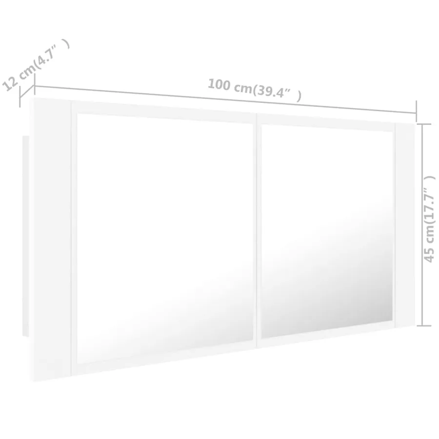 Armoire salle de bain à miroir LED Blanc 100x12x45 cm Acrylique - 16