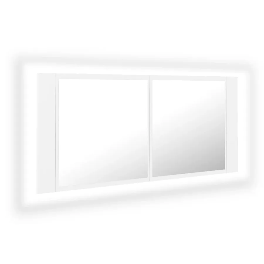 Armoire salle de bain à miroir LED Blanc 100x12x45 cm Acrylique - 2